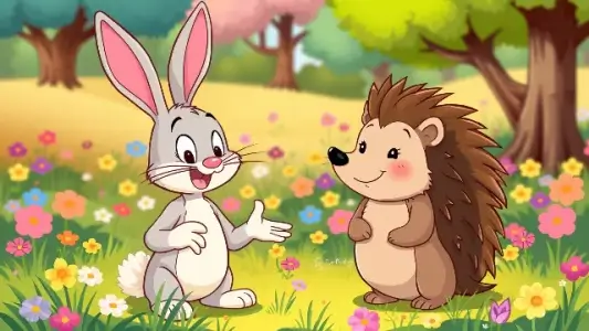 зайчик разговаривает с ежиком