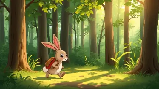 зайчик идет по лесу